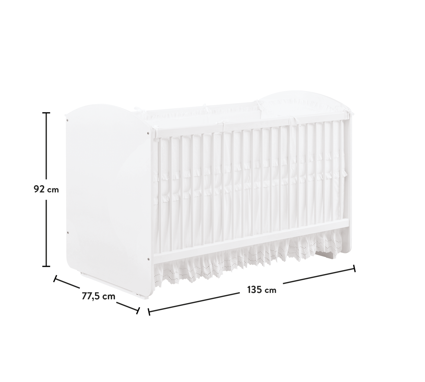 Krevat White që lëkundet për Bebe (70x130 cm)