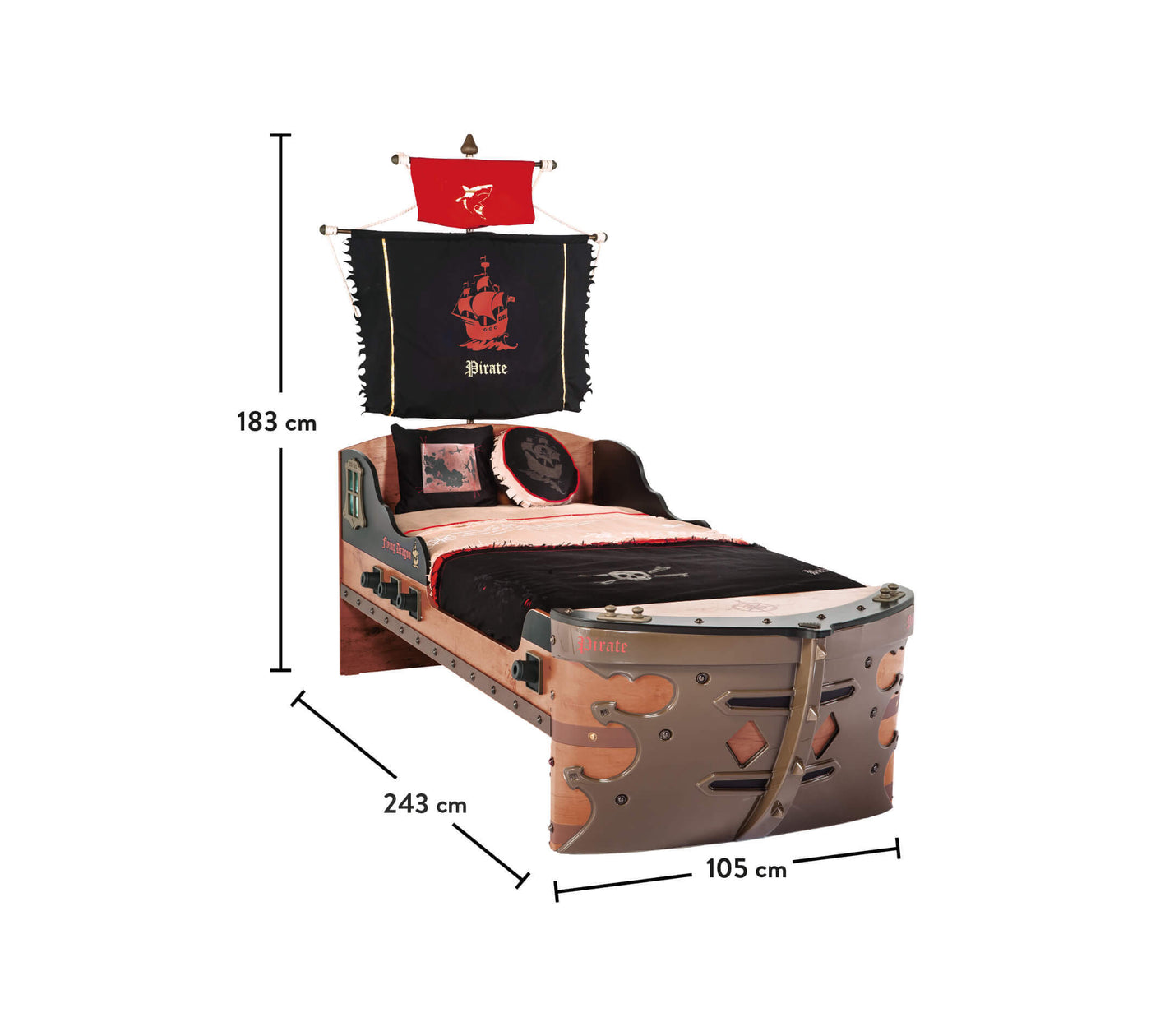 Krevat Pirat në formë Anije (90x195 cm)