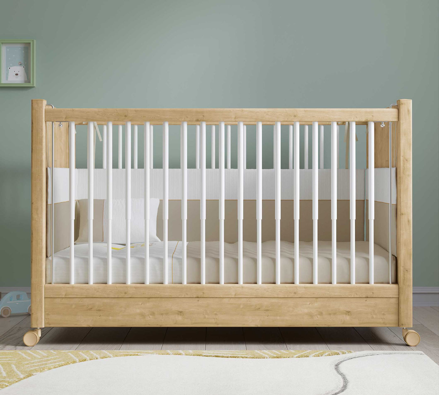 Krevat Lisi për fëmijë me rrota(60x120 cm)