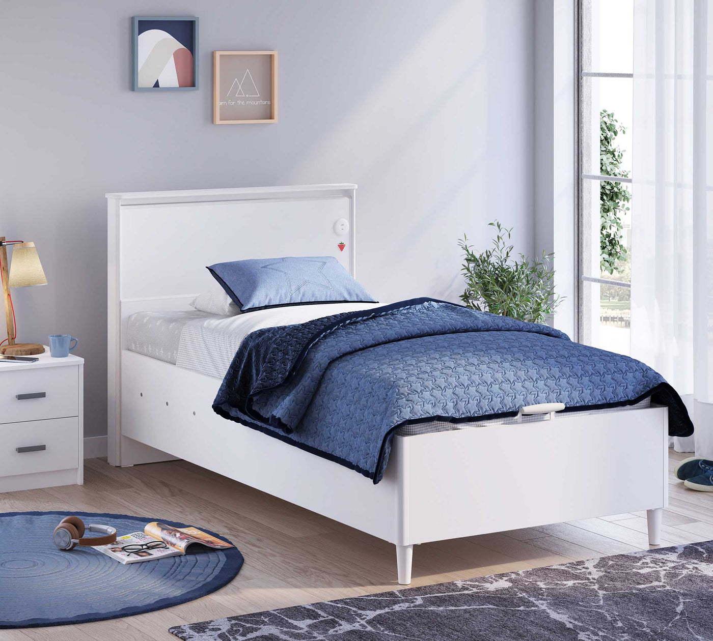 Montes White krevat me baze  pa kokë (100x200 cm)