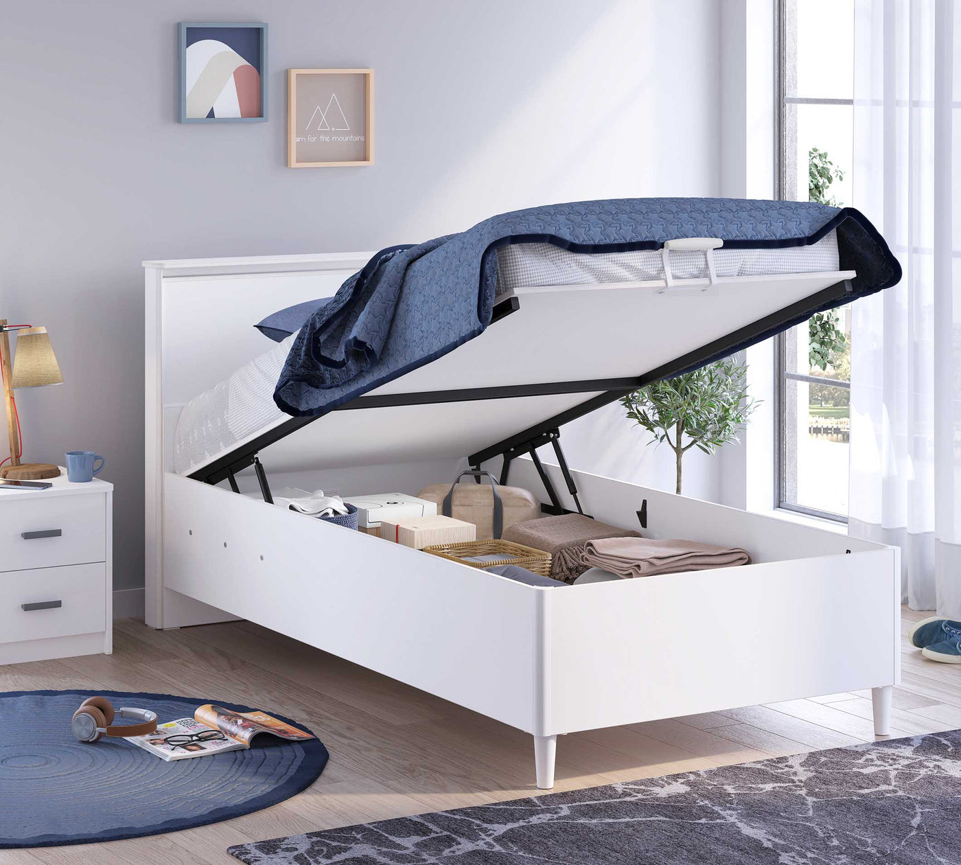 Montes White krevat me baze  pa kokë (100x200 cm)