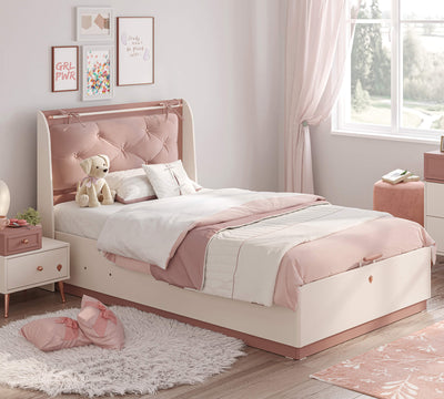 Elegance krevat me kontinetor dhe koka me tapiceri  (100x200 cm)