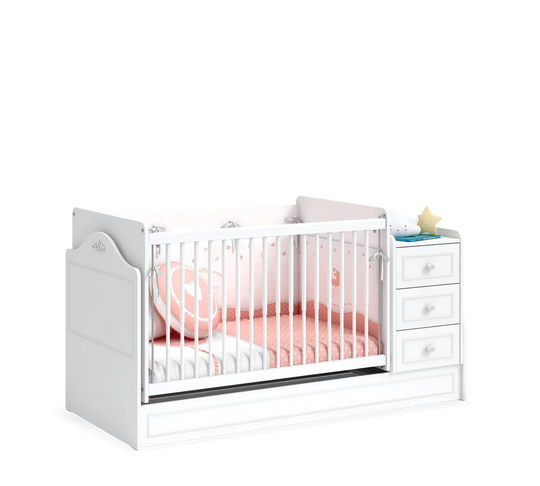 Romantic Baby Krevat Bebi me tundje dhe i transformueshem (70x115-70x160 cm)