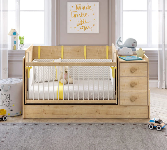 Baby Mocha Krevat Bebi me tundje dhe i transformueshem (70x115-70x160 cm)