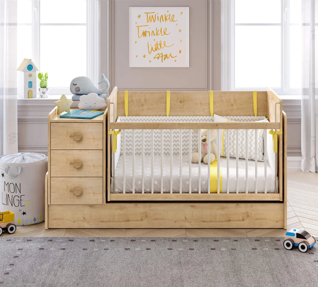 Baby Mocha Krevat Bebi me tundje dhe i transformueshem (70x115-70x160 cm)