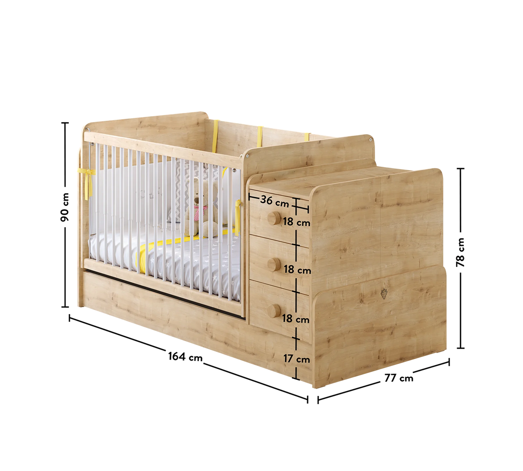 Baby Mocha Krevat Bebi me tundje dhe i transformueshem (70x115-70x160 cm)