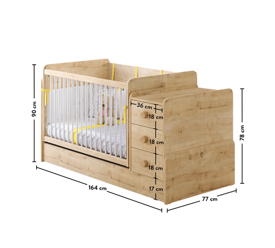 Baby Mocha Krevat Bebi me tundje dhe i transformueshem (70x115-70x160 cm)