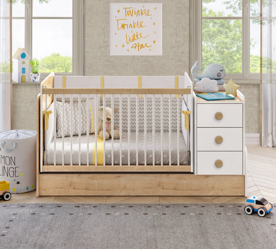 Natura Baby Krevat Bebi me tundje dhe i transformueshem (70x115-70x160 cm)