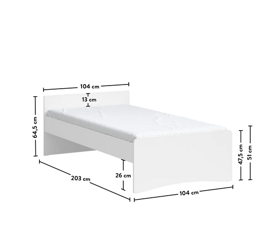 White Krevat 100x200