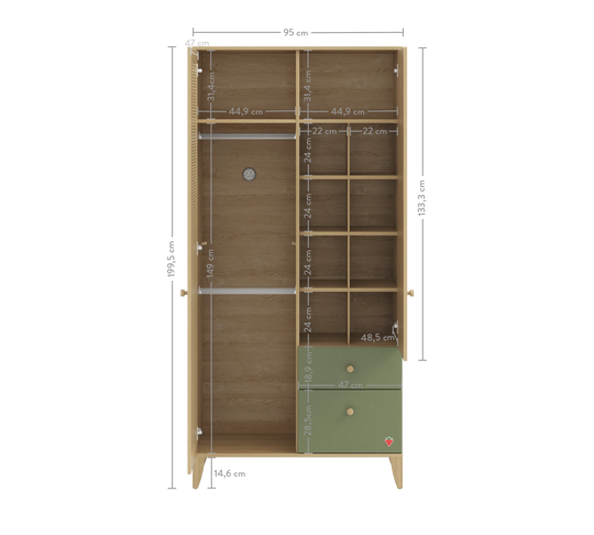 Garderobe me 2 dyer Loof