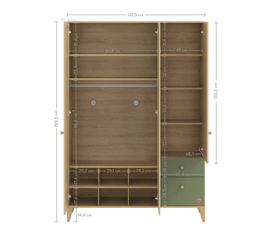 Garderobe me 3 dyer Loof
