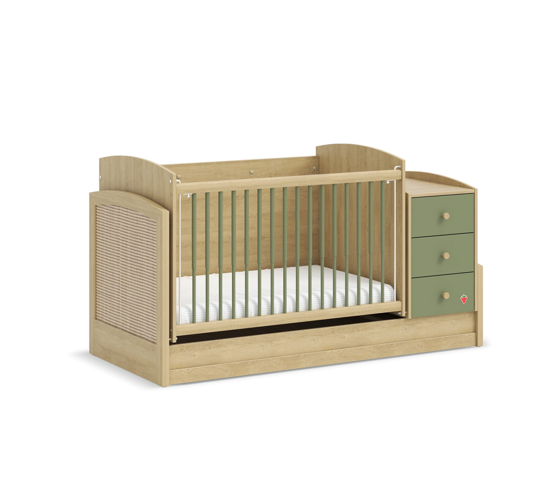 Baby Loof Krevat Bebi me tundje dhe i transformueshem (70x115-70x160 cm)