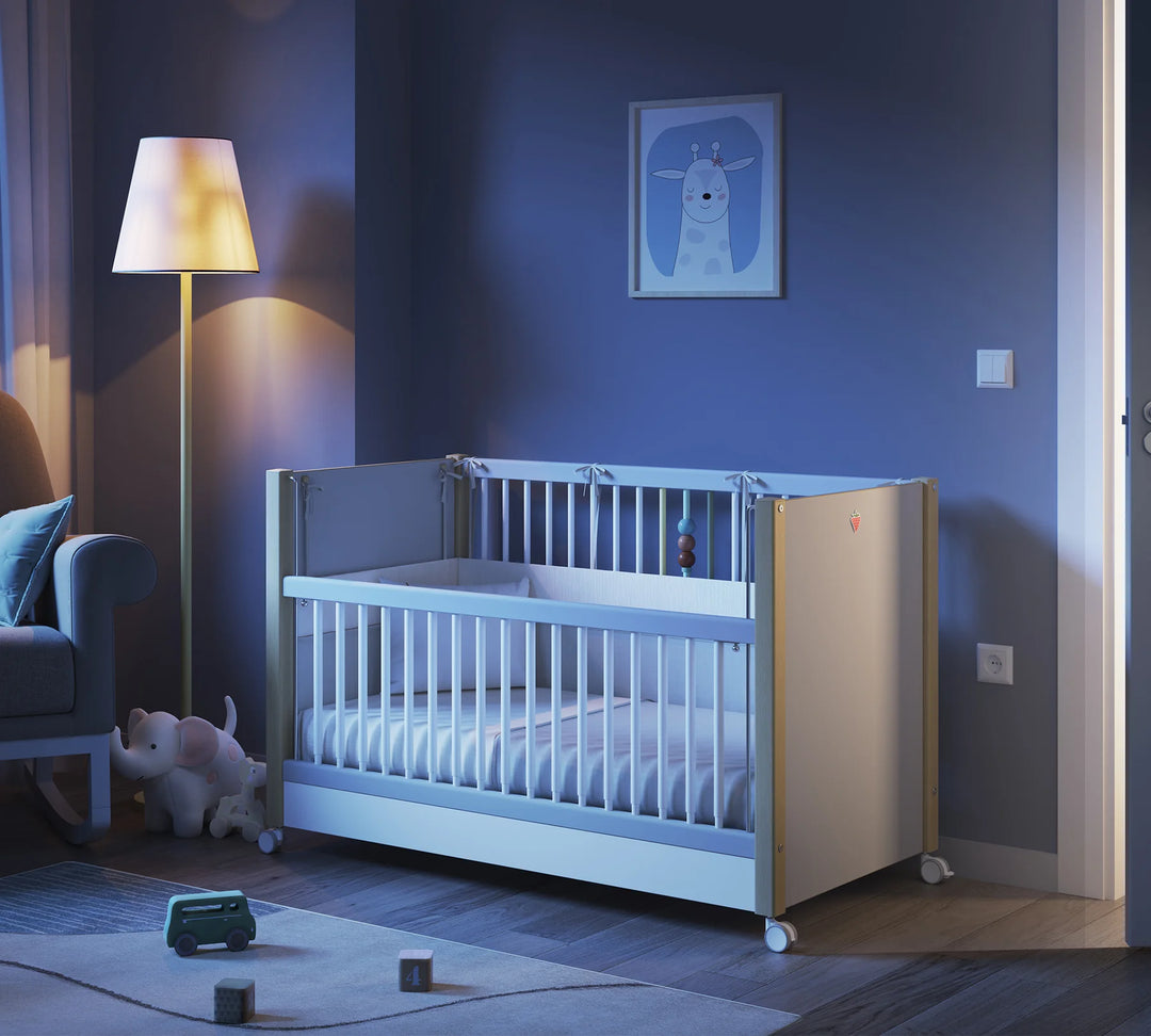 Baby Mino krevat per femije me rrota (60x120 cm)