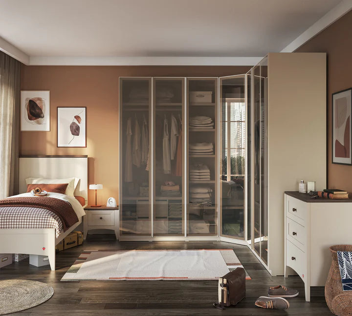 Single-Door Cream me derë xhami