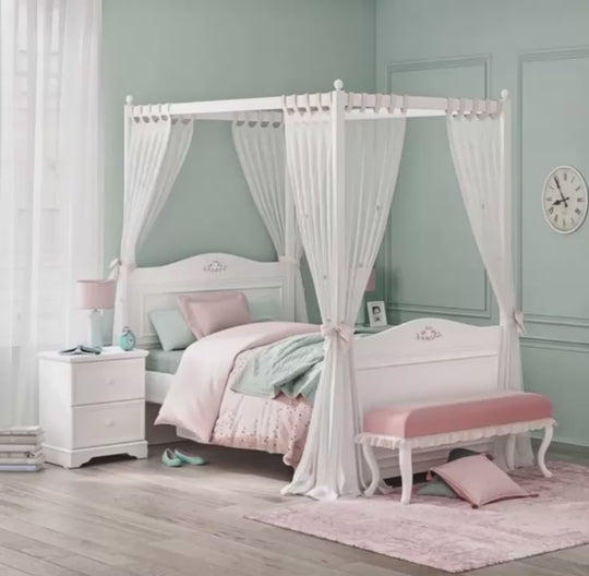 Rustic White Korniza e shtratit për Perde