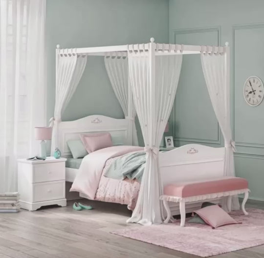 Rustic White Perde Tyli e kornizës së Shtratit