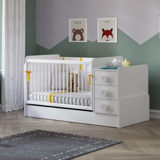 Baby Cotton Krevat Bebi me tundje dhe i transformueshem (70x115-70x160 cm)