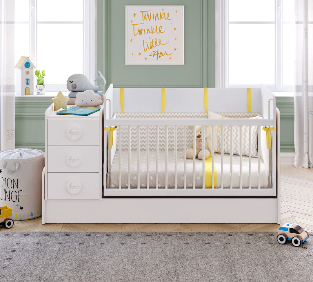 Baby Cotton Krevat Bebi me tundje dhe i transformueshem (70x115-70x160 cm)