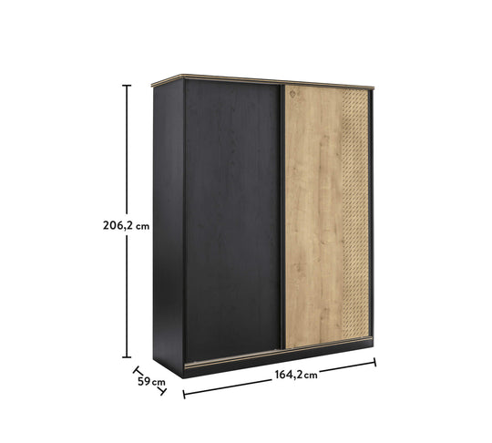 Garderobe me dyer Rrëshqitëse Black