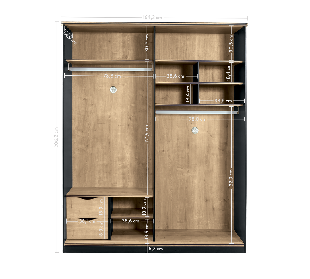 Garderobe me dyer Rrëshqitëse Black