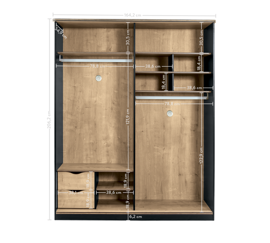 Garderobe me dyer Rrëshqitëse Black