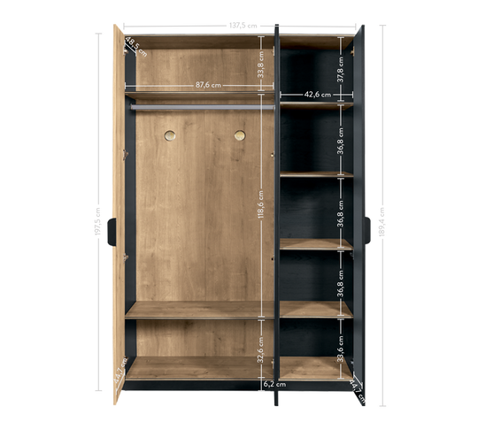 Garderobe 3 dyer Black Line