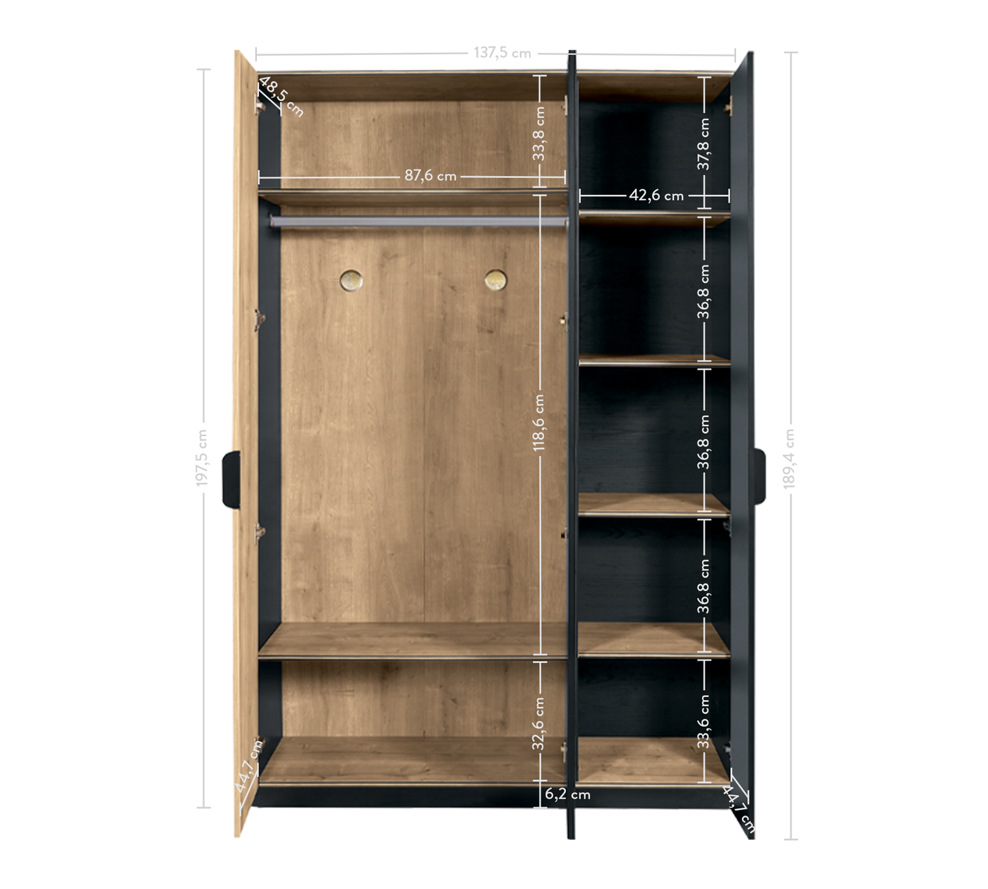 Garderobe 3 dyer Black Line