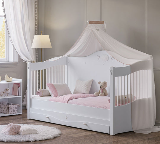 Rustic White Krevat Bebi i transformueshem (80x180 cm)