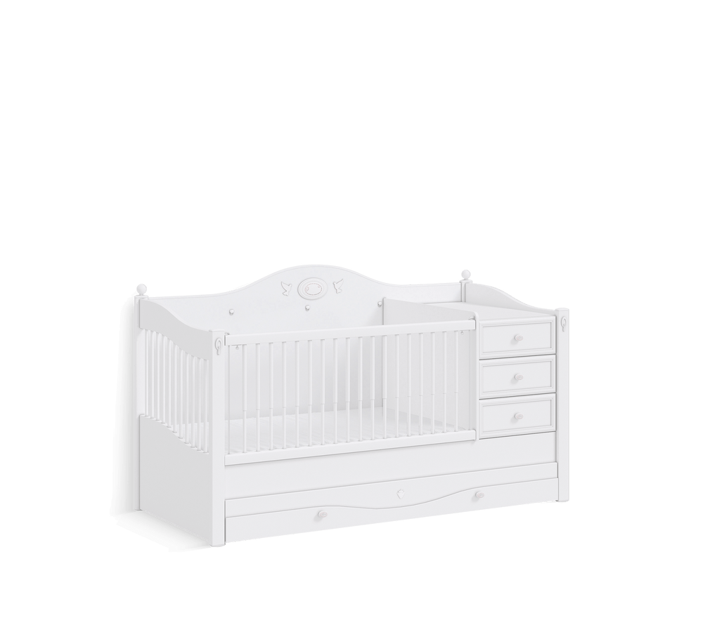 Rustic White Krevat Bebi i transformueshem (80x180 cm)