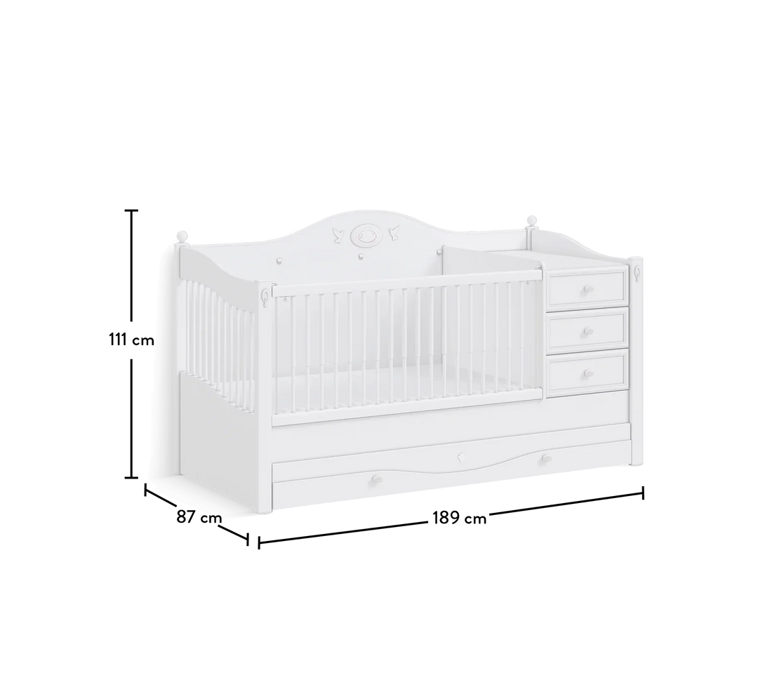 Rustic White Krevat Bebi i transformueshem (80x180 cm)